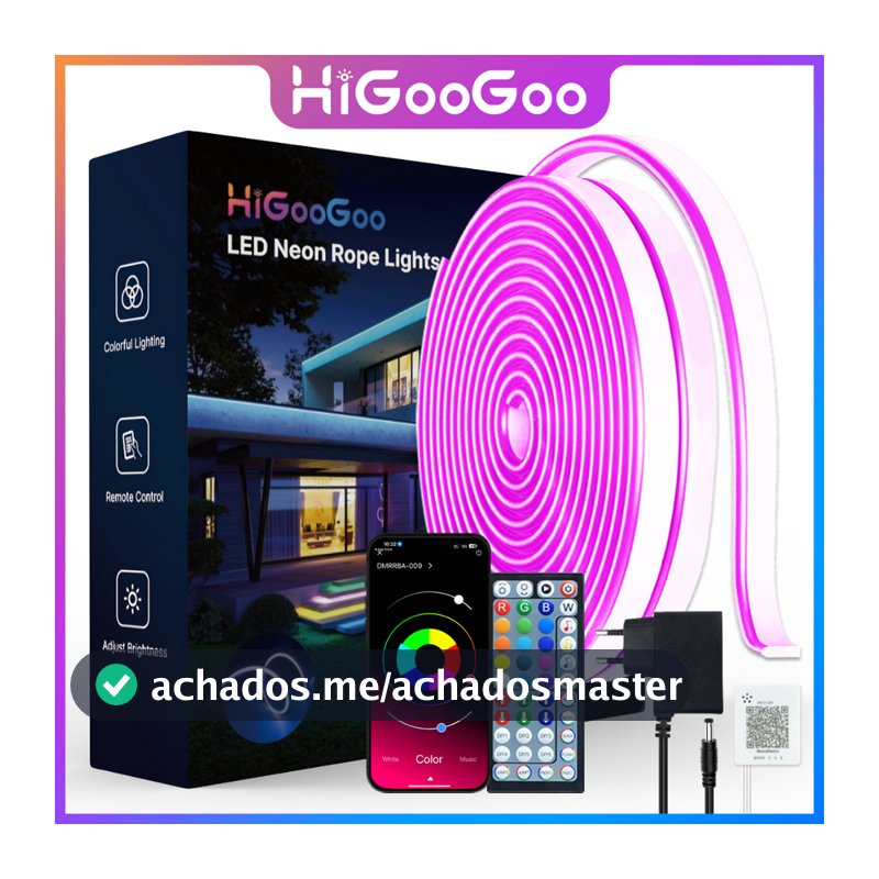 HiGooGoo 30/20Metros Néon De Tira Led RGB APP Controle Remoto IP65 Luz Flexível À Prova D'água Com Fonte Carnaval Natal