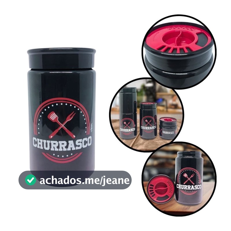 Porta Tempero 350ml com Tampa Dosadora Giratória Organizador de Temperos Pote Tempero Churrasco