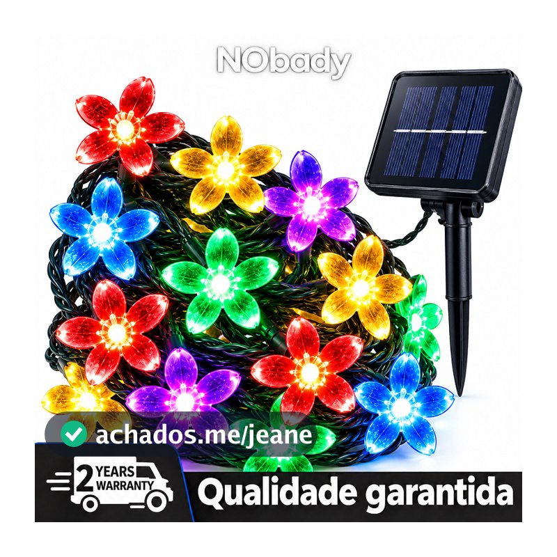 NObady Luz Solar Fio de Fada Flor LED Para Decoração De Pisca Pisca Natal Festival De Jardim Ao Ar Livre Lâmpada Fada