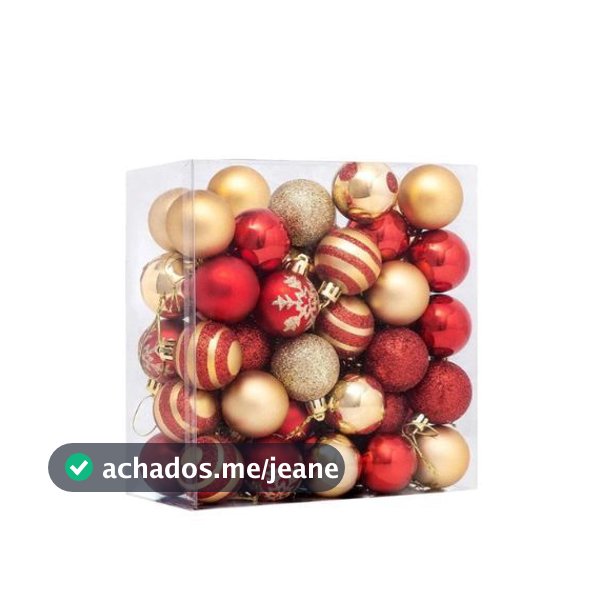 Bola de Natal Vermelha e Dourada Kit 50 uni Bolas lisas, estampadas, listradas, texturizadas