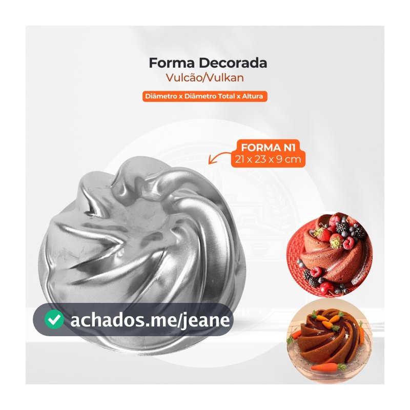 Forma Decorada Vulcão em Alumínio – Assadeira para Bolo, Pudim e Sobremesas