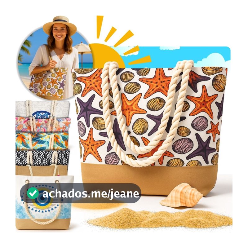 Bolsa de Praia Feminina Alça de Corda Modelo Novo Verão Piscina Grande Resistente com Forro interno