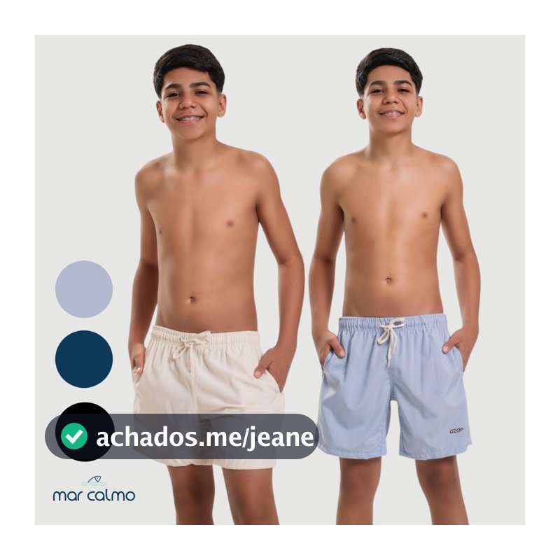 KIT 2 BERMUDA MAURICINHO JUVENIL MASCULINO TACTEL COM ELASTANO PREMIUM LISO CADARÇO CRU CORRIDA ACADEMIA CAMINHADA PRAIA