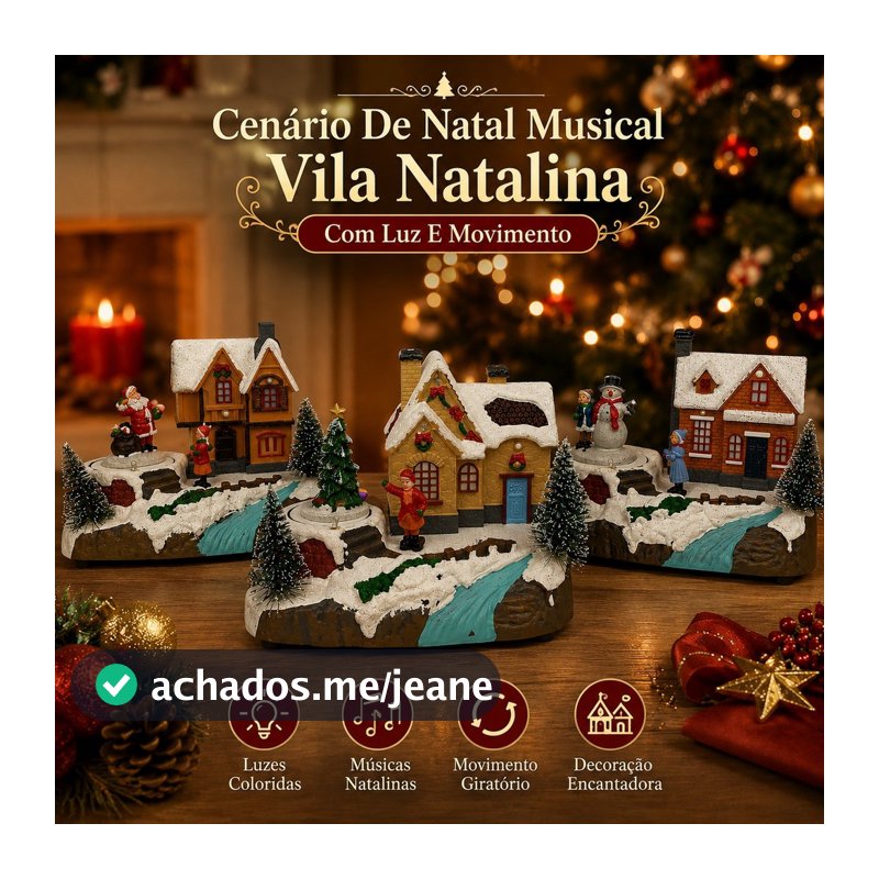 Cenário De Natal Musical Vila Natalina Com Luz E Movimento