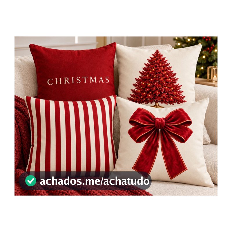 Kit 04 Capa De Almofada 45cm x 45cm Decorativa Natal Areia