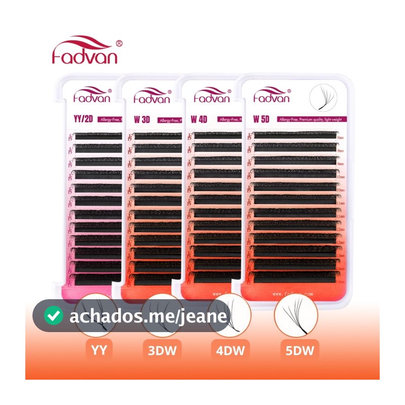 Cílios FADVAN 5DW 4DW 3DW YY U Y Fox 0.07D 0.07C 8mm 9mm 10mm 11mm 12mm 13mm 14mm Mix Alongamento