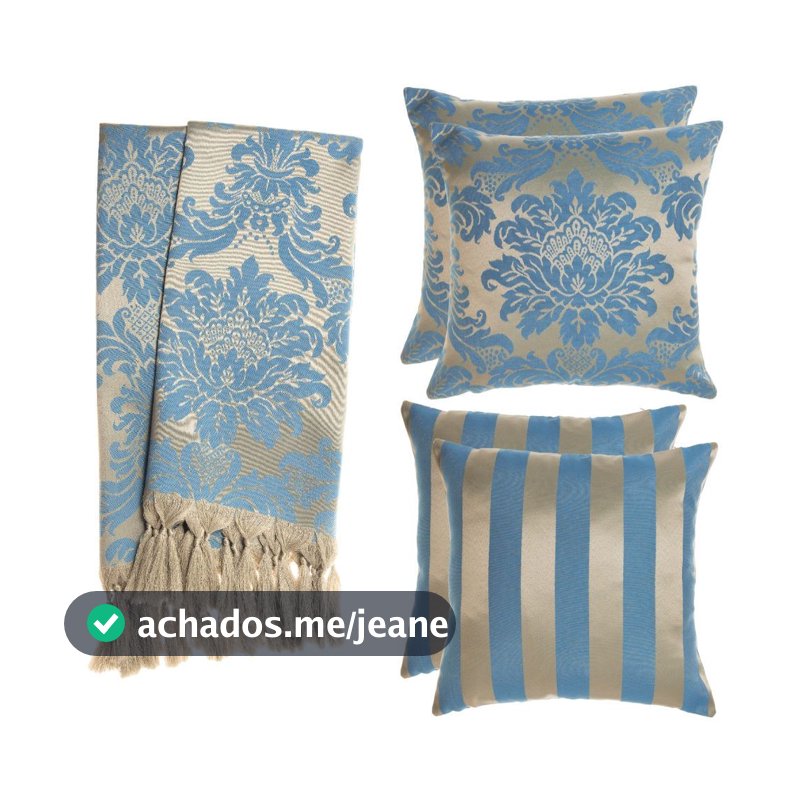 Kit 1 Manta Tecido Jacquard Para Sofá + 4 Capas De Almofada, decoração, sala