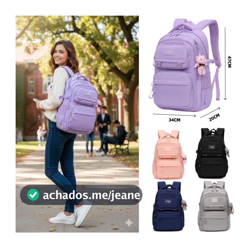 Mochila casual de senhora em nylon, material impermeável com porta-chaves, novo estilo