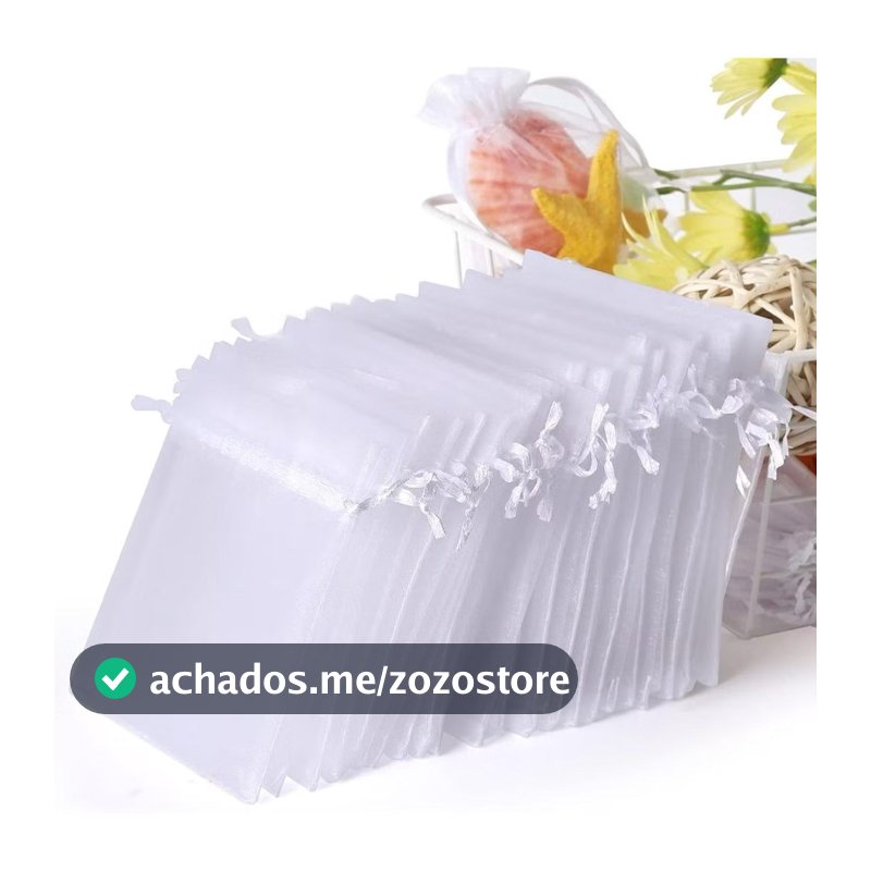 Saquinhos Saco Organza 7x9/ 9x12/ 10x15/ 13x18/15x20/17x23/20x30 Branco Lembrancinha Natal Jóia Festa Casamento