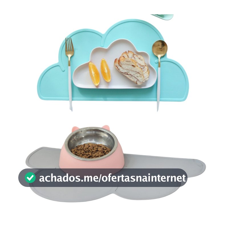 Tapete Silicone Nuvem Luxo Suporte Sousplat Pote de Ração Gato Cachorro Pet