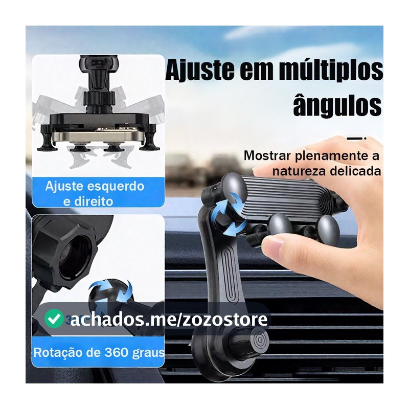 Suporte de Celular Universal para Carro – Rotação de 360°, Suporte Multifuncional, Estável para Operação com uma Mão
