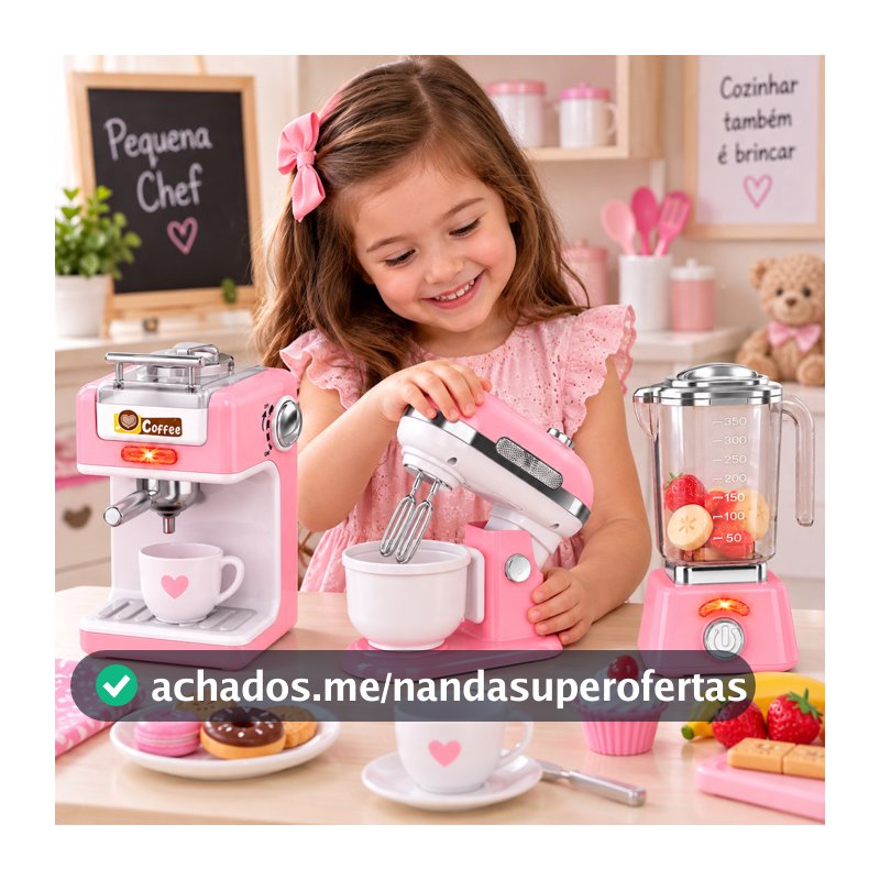 Brinquedo Cozinha Infantil 3 Peças Luz Som Faz de Conta