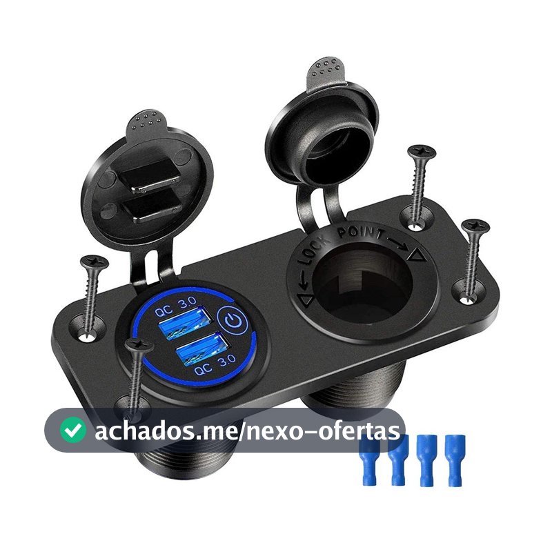 Carregador Duplo USB De 12V-24V Adaptador De Tomada À Prova D'água Para De Carro Isqueiro Com Chave De Toque