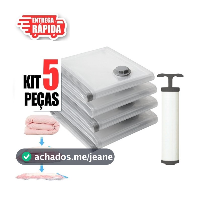 Kit 5 Saco a Vacuo Organização de Roupas Mala Viagem Guarda Roupa