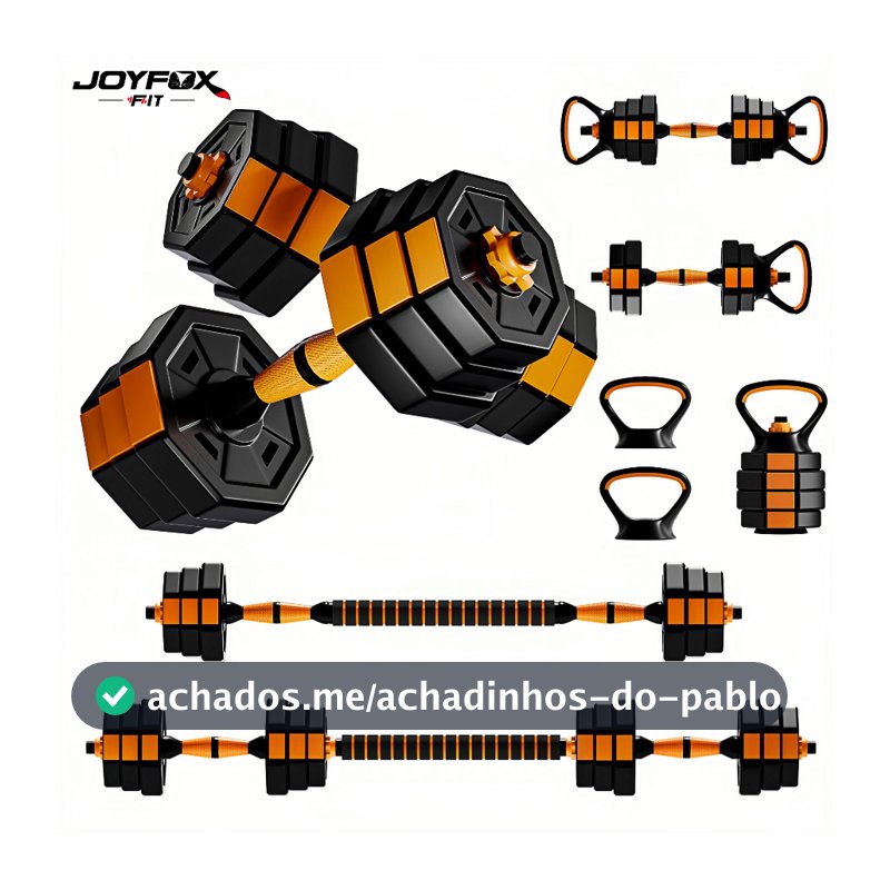 Halteres Musculação Kit 6 Em 1 Regulável 30kg Joyfox Barra Extensora Anilhas E Kettlebell Equipamento De Academia