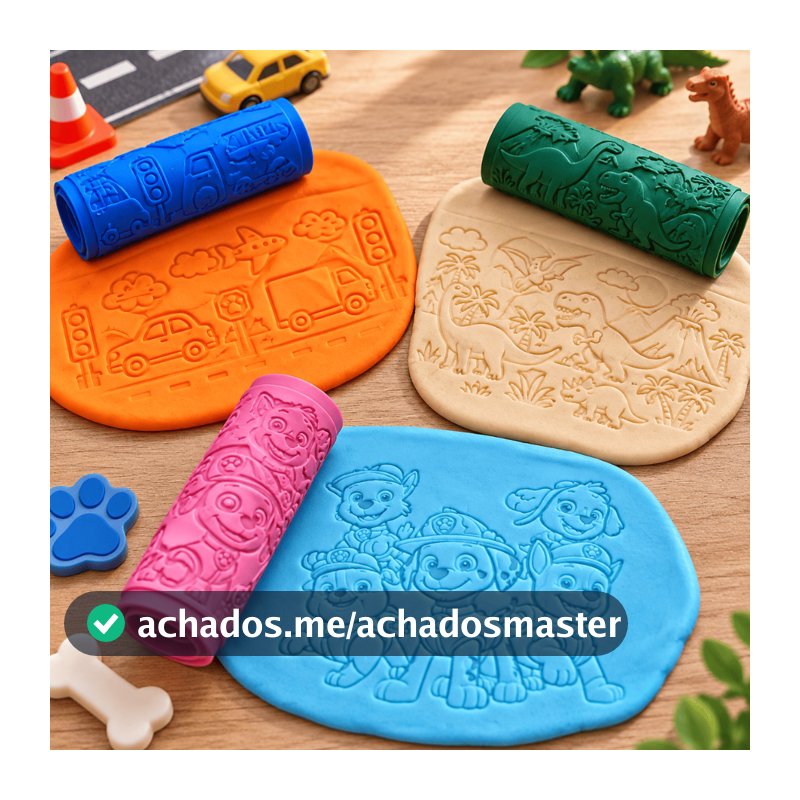 Kit 3 Rolos para Massinha de Modelar | Dinossauro, Trânsito e Cachorrinhos com ou sem Massinha
