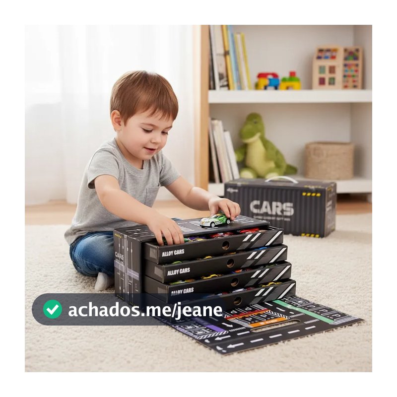 Brinquedo Infantil 48 Carrinho Menino Pista De Corrida Educativo  Com Pista E Caixa Organizadora