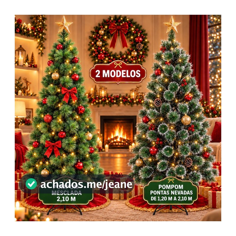 Árvore De Natal Pinheiro 1.2m/1.5m/1.8m/2.1m 577 Galhos Verde Pontas Nevada Luxo Decoração LuvinCo