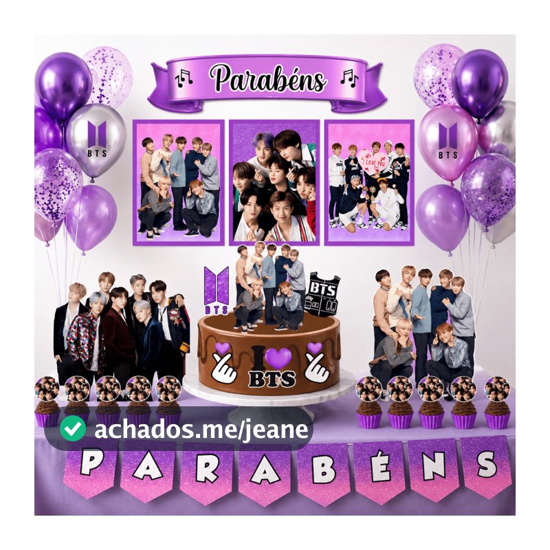 Kit Festa BTS Completa Decoração P/ Festa de Aniversário Só um Bolinho