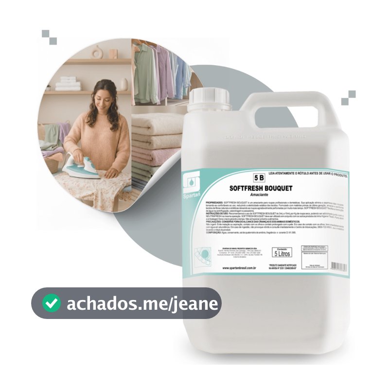 Amaciante Concentrado Softfresh Bouquet 5l Spartan Cheiro de Rica Profissional Lavanderia