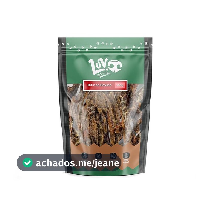 Bifinho Bovino Petisco Natural para Cães e Gatos 100gr - Luv