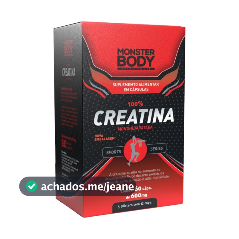 Creatina Monohidratada - 60 Caps - 600mg Monsterbody - Auxílio Para Ganhar Massa