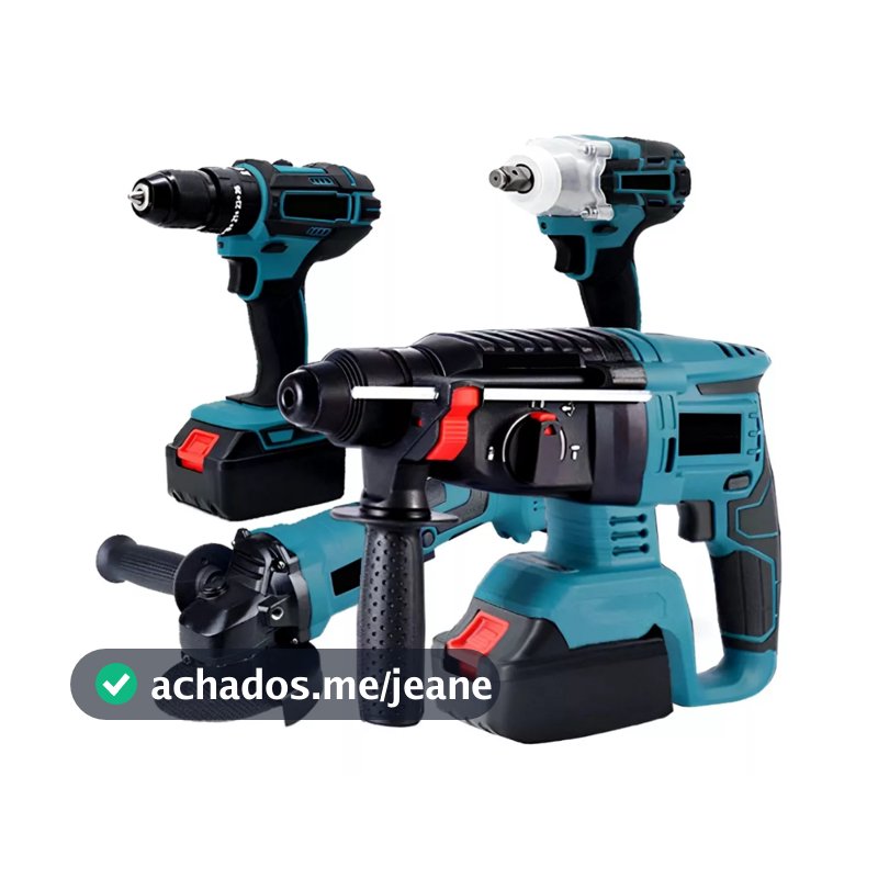 Kit 4em1 Martelete Esmerilhadeira Parafusadeira Chave1/2 48v