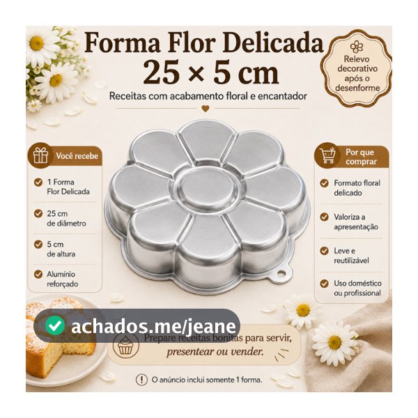 Forma Flor Delicada G Caparroz 25x5cm Alumínio Bolo Brownie Pudim Sobremesas Decoradas Assadeira Redonda Floral