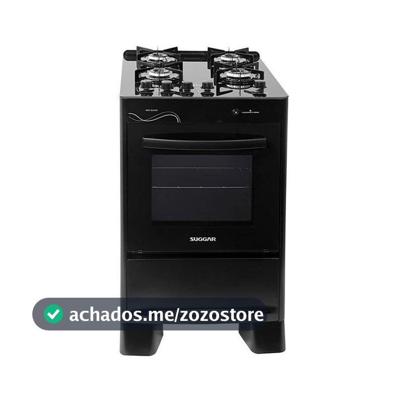 FOGÃO SUGGAR NEO GLASS 4 QUEIMADORES PRETO BIVOLT FGVNG410PT