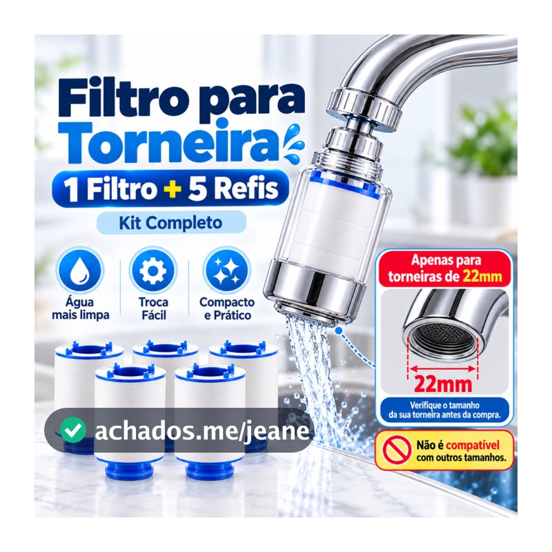 Kitchen Faucet Filter 360° Rotating Water Purifier PP Cotton for Chlorine Removal Filtro de Torneira com Carvão Ativado