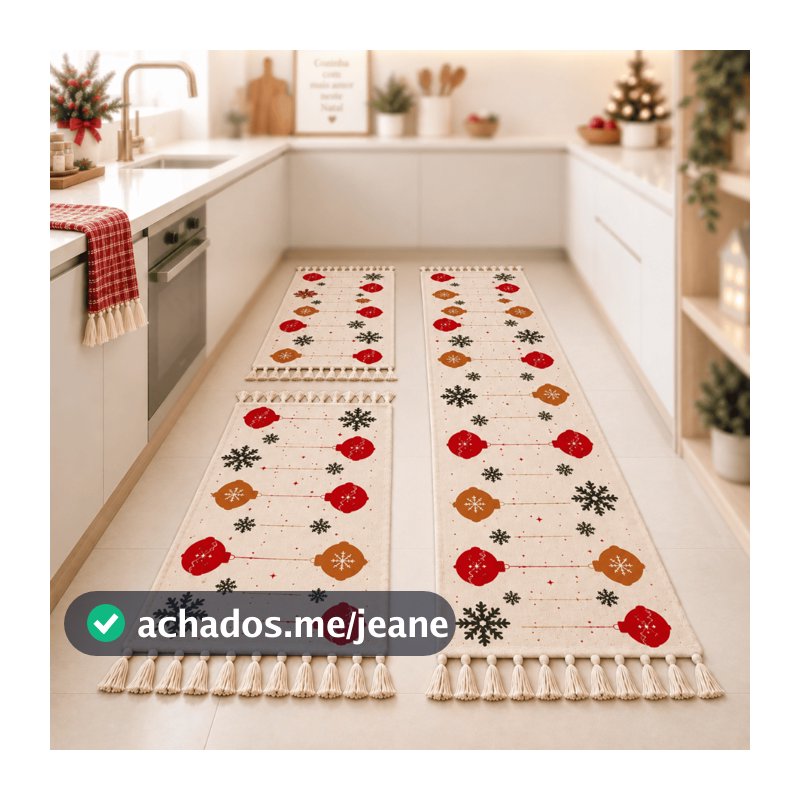 Jogo de Passadeira Natal 3 Peças de Tear Tapete de Cozinha Decoração Natal