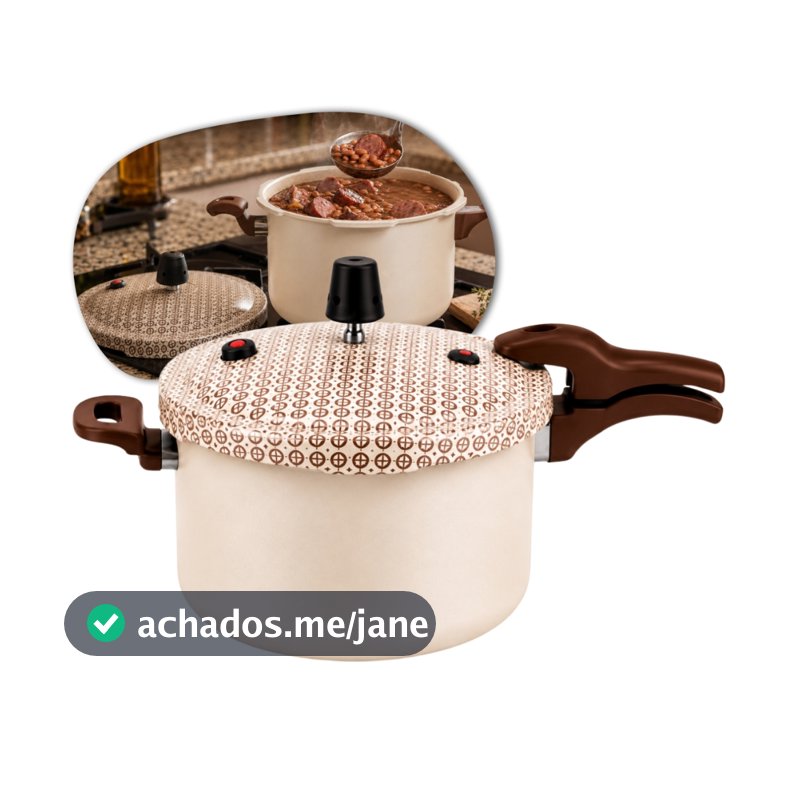 Panela de Pressão 4,5 Litros Estampada Antiaderente Fechamento Externo Premium Segurança E Qualidade Fogão a Gás Cozinha
