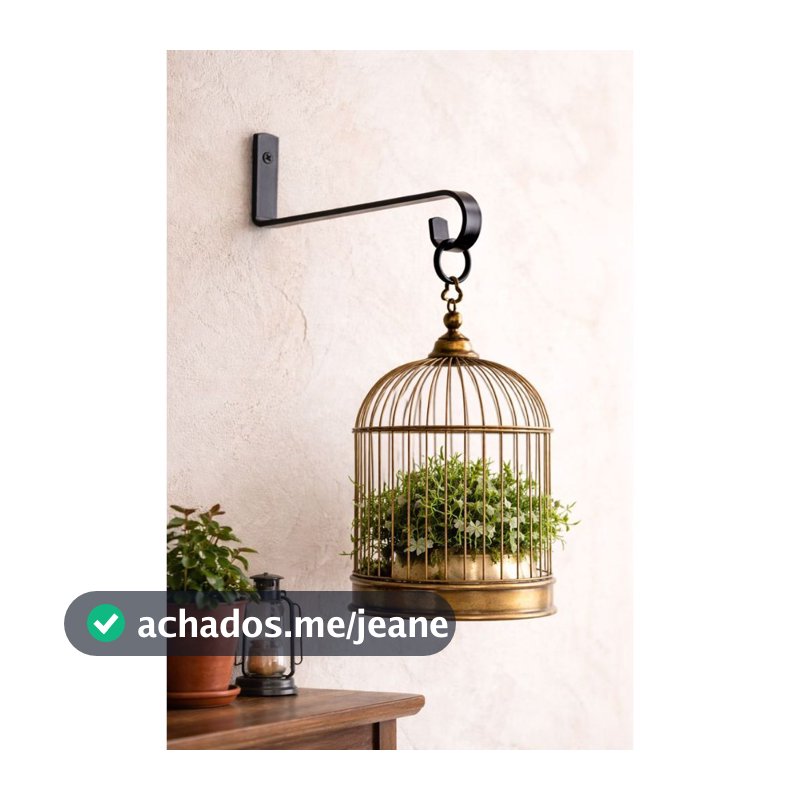 Kit 2 Suporte Ferro  PRETO Mão Francesa Gancho Rústico para Vasos, Plantas e Gaiolas