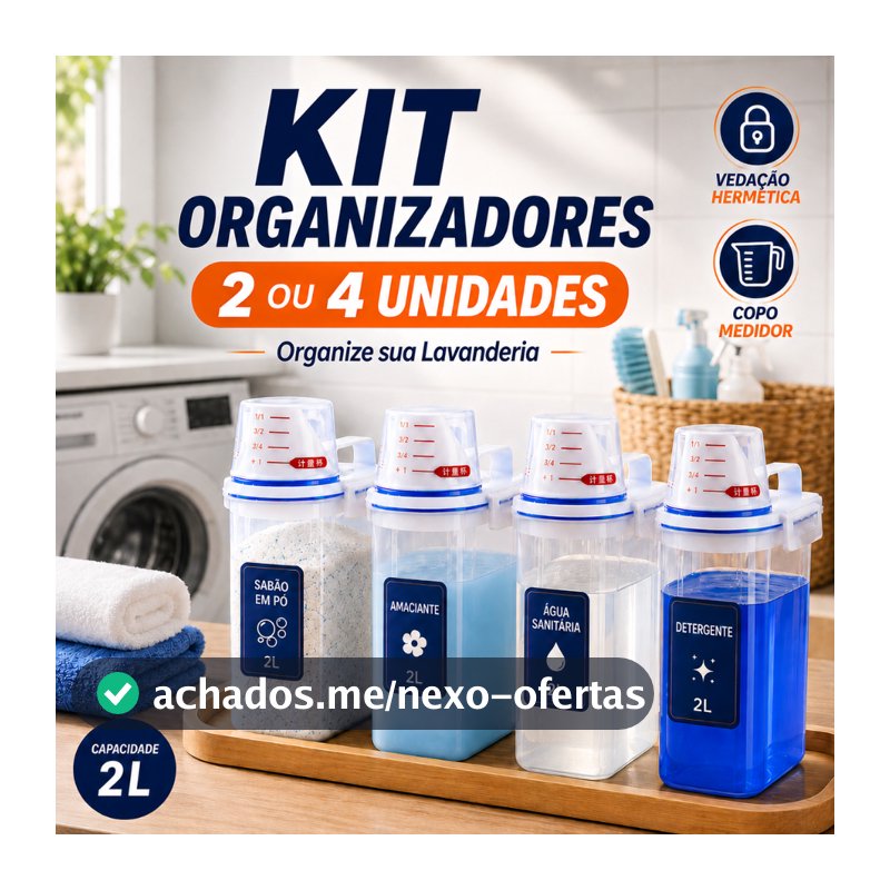 Kit 2ou4 Pote Hermetico Lavanderia Sabão Amaciante Limpeza
