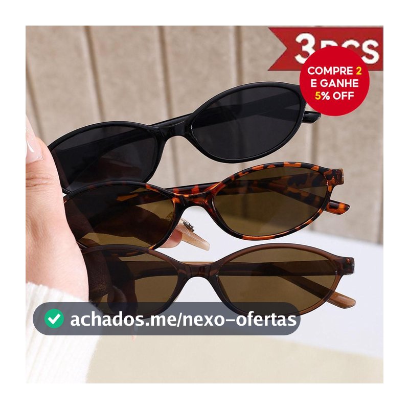 Três Óculos De Sol Ovais UV400 Vintage Para Mulheres E Homens-Armação Pequena De Luxo De Designer