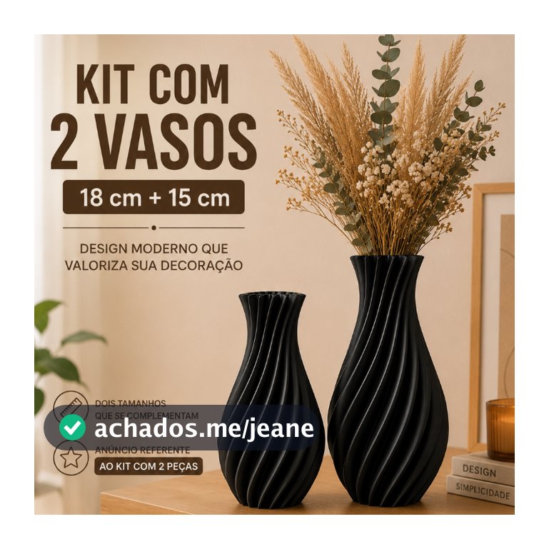 Kit 2 Vasos Decorativos Espiral Moderno Minimalista Decoração Ambiente Para Sala Luxo