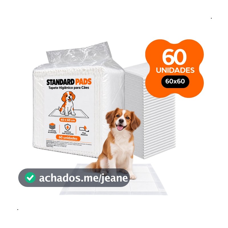 Tapete Higiênico Cachorro 30Unidades 60x60 Atrativo Canino Gel Absorvente Fralda Manta Pet Cão Dog Cães Fita Odor