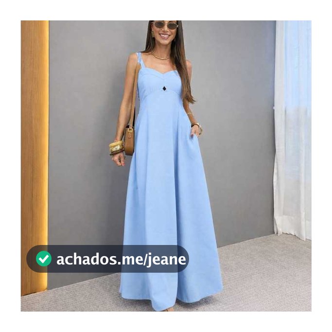 Vestido Feminino de Alça con Bolsos Elastex nas Costas Marrant