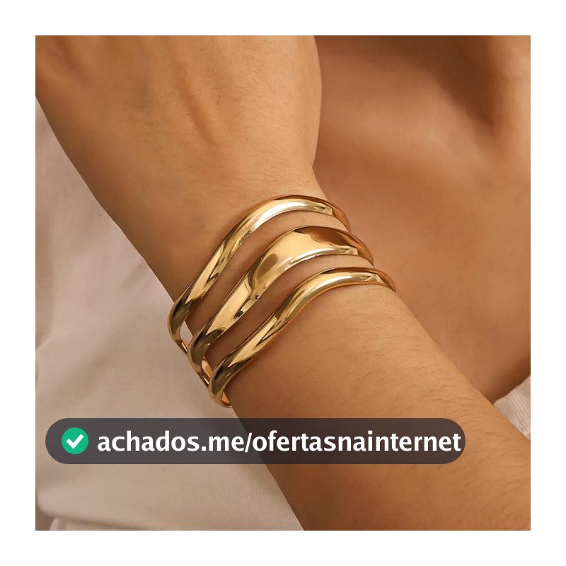 Pulseira Feminina Voltas Lisa Ajustável – Bracelete Moderno Minimalista Banhado a Ouro 18K e Prata 925