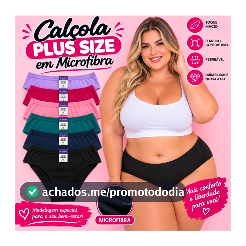 Kit 5/10 Calçola Cos Alto Extra Grande Calçola Plus Size em Microfibra Lisa Premium tamanhos Grandes GG1 E GG2 lingerie