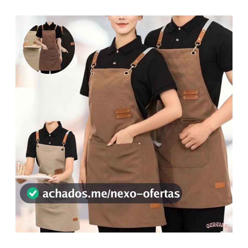 Avental Unissex Cozinha Profissional Dois Bolsos Frontal Ajustável
