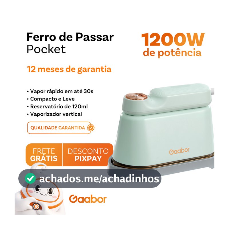 Gaabor Ferro a Vapor Portátil Top Clean Aquecimento Rápido Tamanho Pequeno e Fácil de Guardar HM-M01A