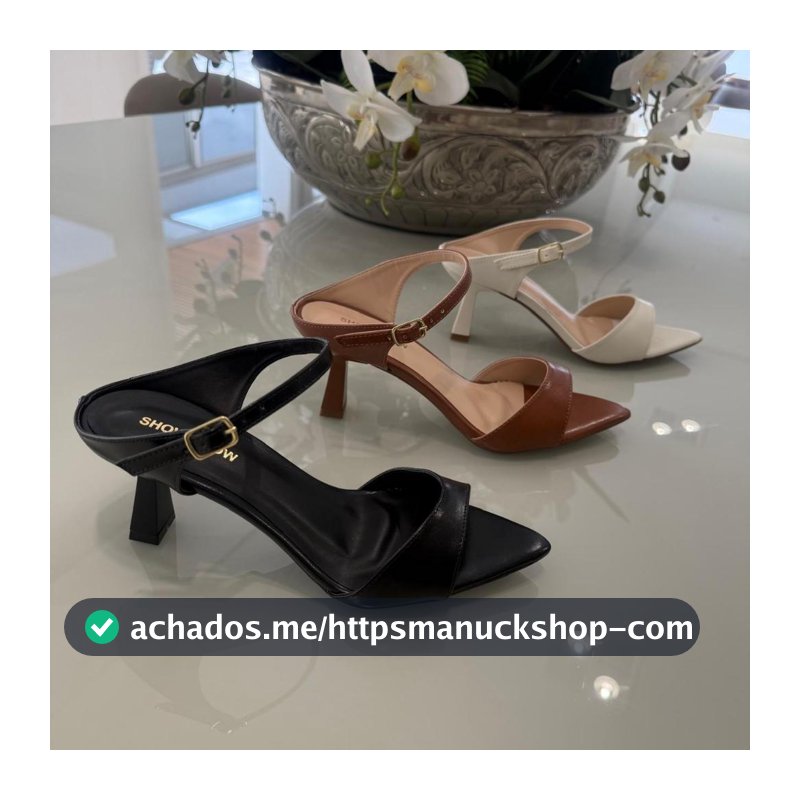 Sandália Tamanco Feminino Caramelo Salto taça 7 cm Bico Folha Confortavel Elegante