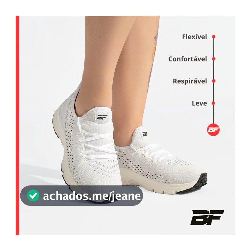 Tênis Feminino Branco Caminhada Academia Treino Esportivo Corrida BF Shoes