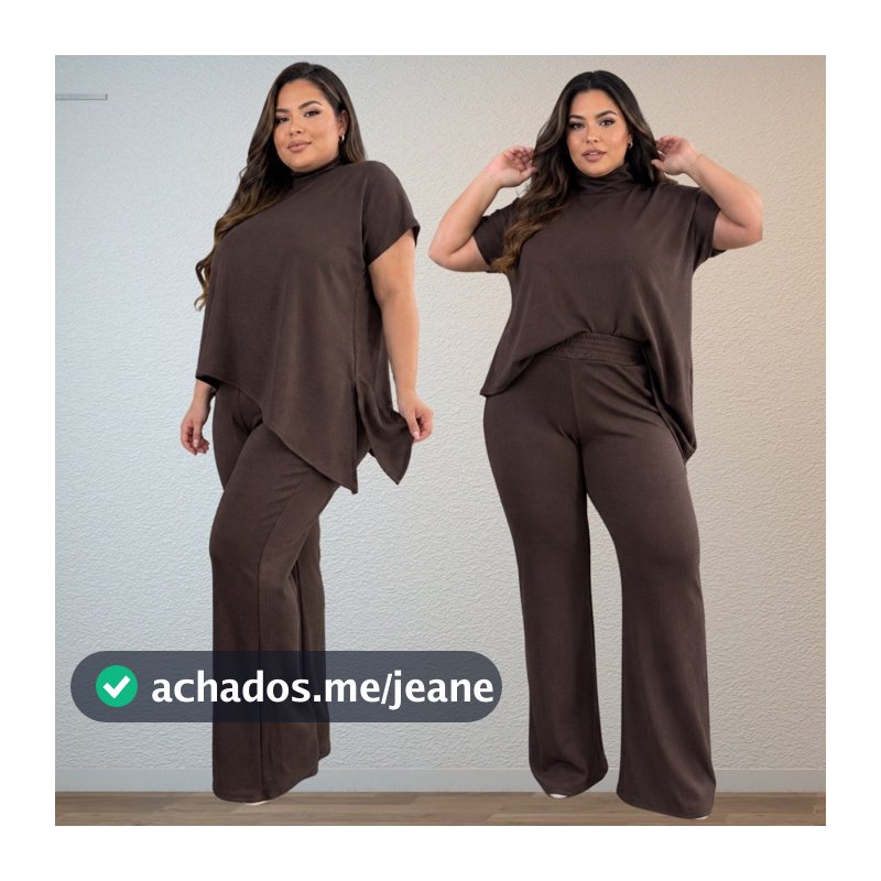 Conjunto Assimétrico Ana ruga gola alta elegante confortável Plus Size
