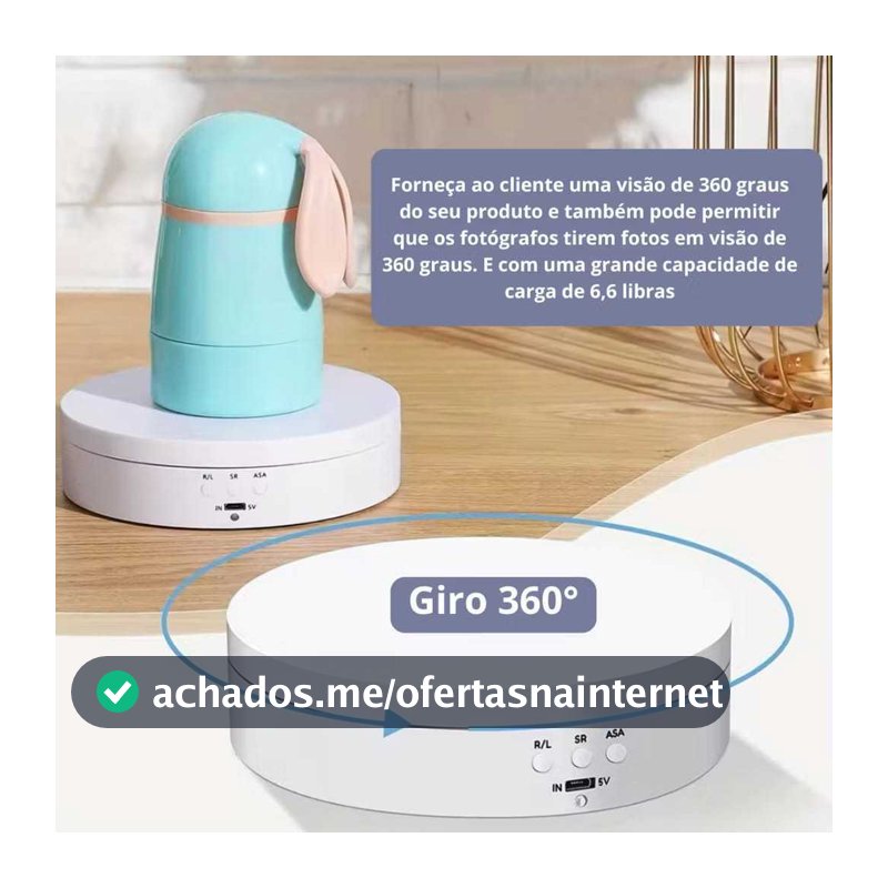 Suporte Expositor Recarregavel USB Giratorio Eletrico Para Vitrine Produtos E Foto e Decoração MT294