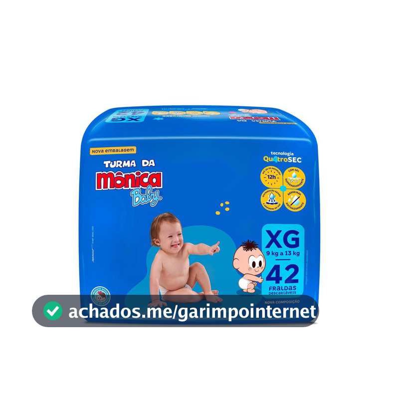 Fralda Turma da Mônica Baby Mega XG com 42un