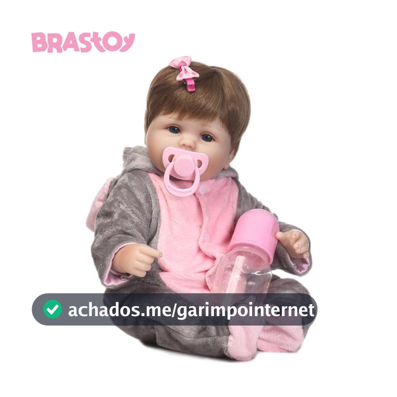 Boneca Bebê Reborn Silicone Menina Olhos Azuis Elefanta 48cm