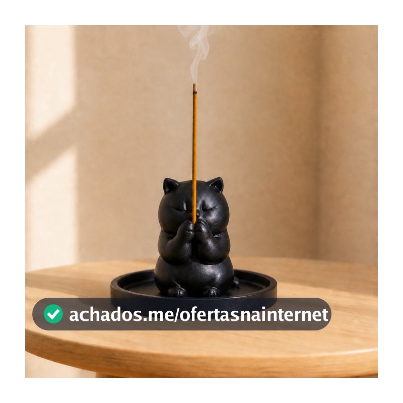 Incensário Gatinho Porta Incenso Decorativo Minimalista Moderno Zen