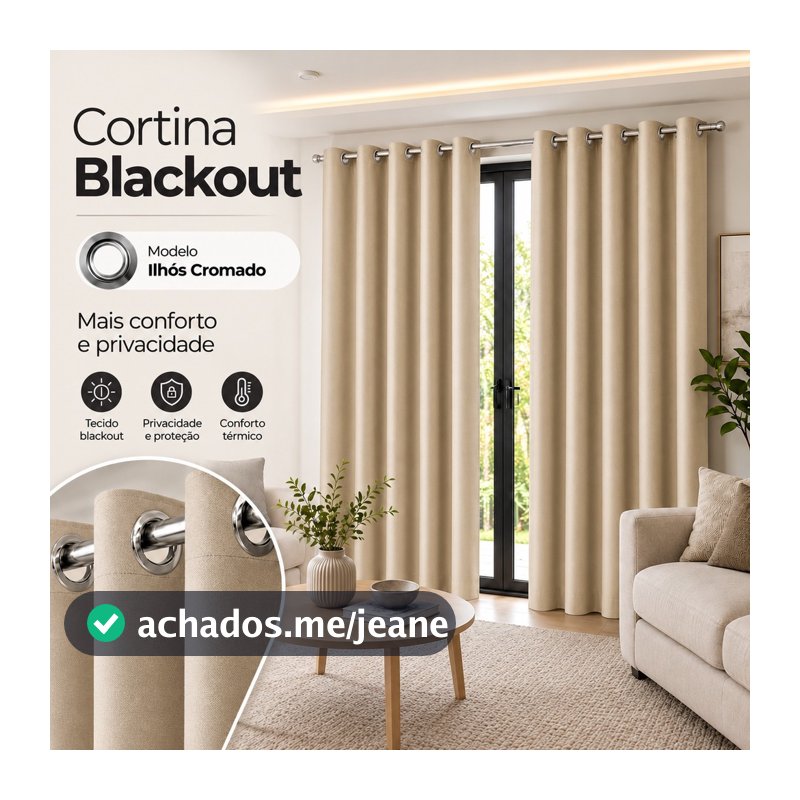Cortina Blackout em Tecido 4,00m com Ilhós para Varão Corta Luz